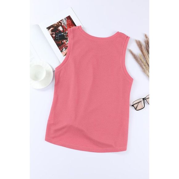 Azura Exchange  Red Twist Knot Waffle Knit Tank Top - Picture 12 of 15